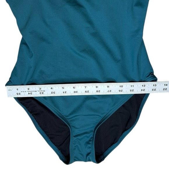 KATE‎ SPADE Crescent Bay Teal One Piece Swimsuit sz S Metal Bow Hardware Lined - Picture 6 of 13